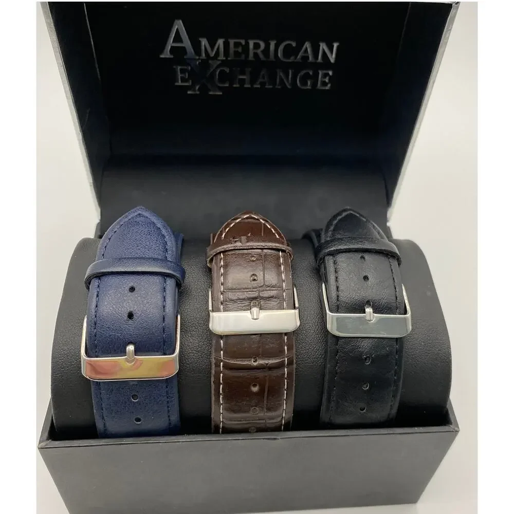 American Exchange Mens Watch Strap Gift Set 3 Interchangeable Bands